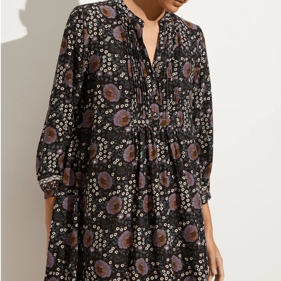 Natalie Martin SAMMIE SHORT DRESS - VINTAGE FLOWERS BLACK PURPLE - S - NWOT - Picture 1 of 4